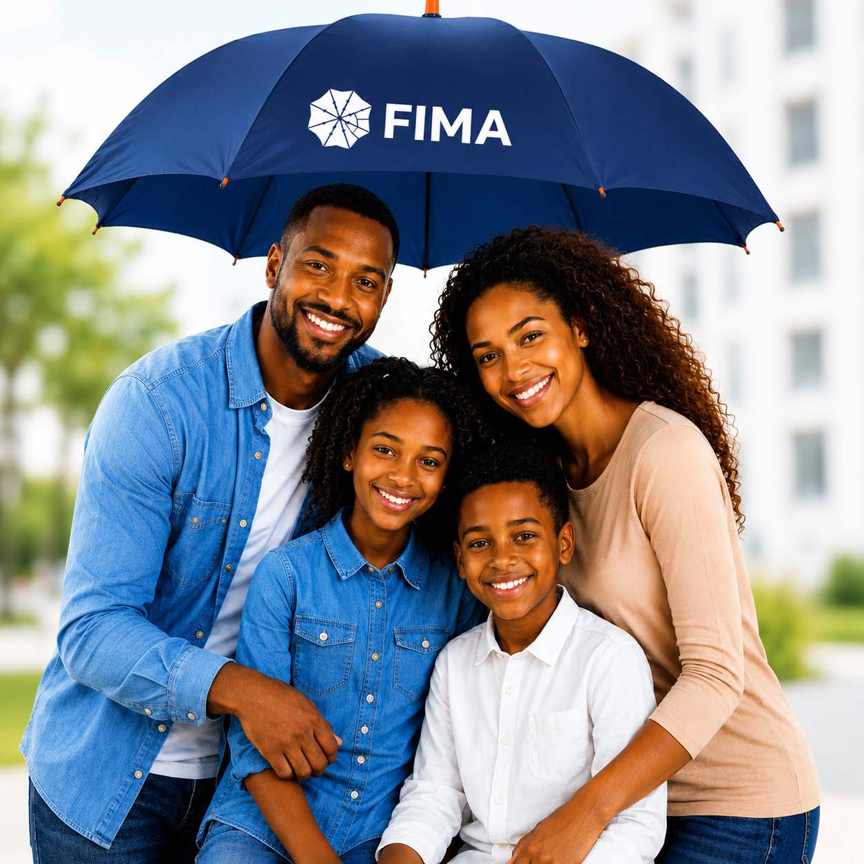 Une famille sous le parapluie FIMA